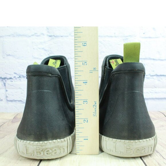 LL Bean Wellie Sport Black Rubber Pull On Waterproof Chelsea Boots Size 11.5 M - Picture 6 of 9